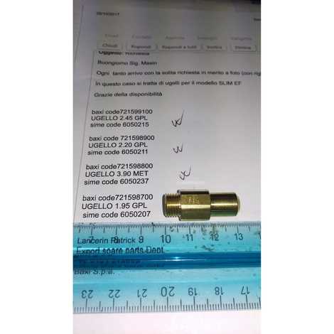 721598700 Форсунка ø1,95для сжиженного газа,  Baxi